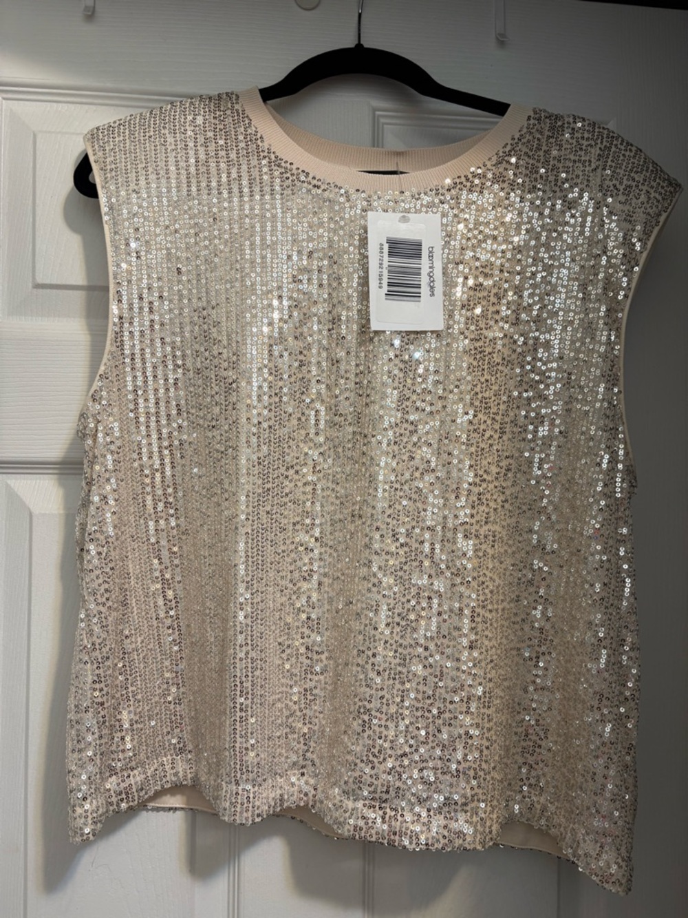Aqua Sequin Tank Top - Champagne Beige